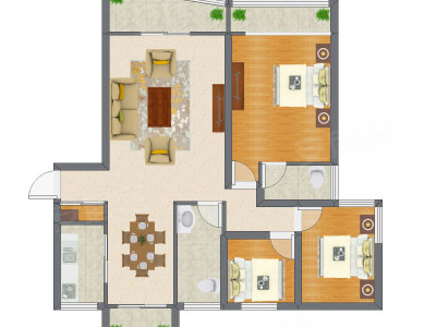 3室2厅 130.50平米