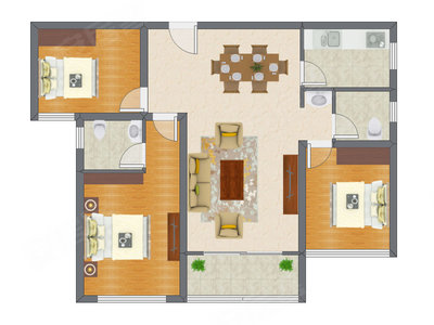3室2厅 81.66平米户型图