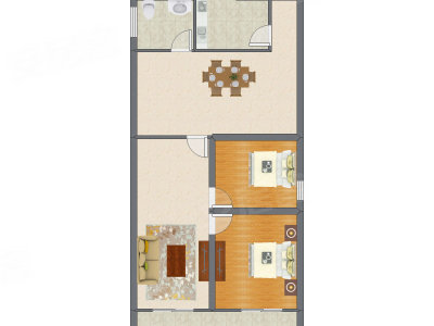 2室2厅 129.42平米户型图