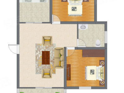 2室1厅 69.93平米户型图