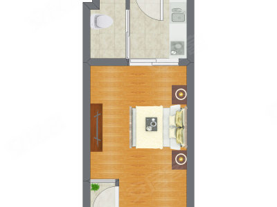 1室0厅 39.00平米户型图