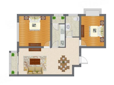 2室2厅 90.61平米