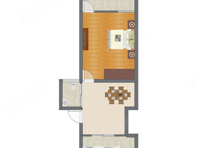 1室1厅 41.76平米户型图