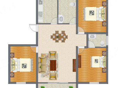 3室2厅 100.19平米