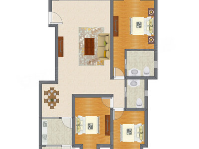 3室2厅 119.68平米户型图