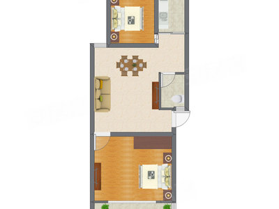 2室1厅 59.79平米