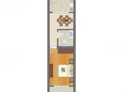 1室1厅 51.98平米户型图