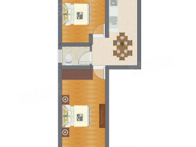 2室1厅 54.00平米