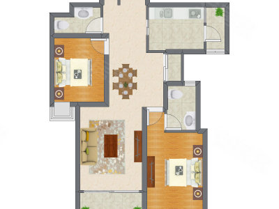 2室2厅 113.75平米户型图