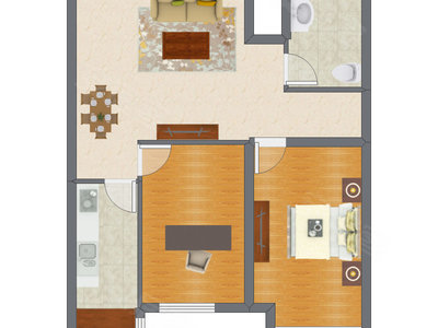 2室2厅 56.12平米户型图