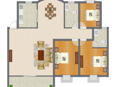 3室2厅 145.52平米