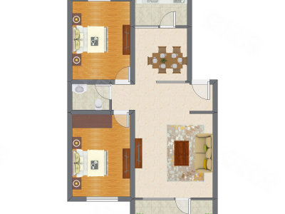 2室2厅 105.16平米户型图