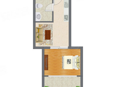 1室1厅 55.20平米户型图