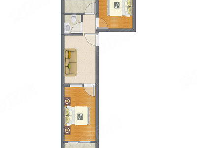 2室1厅 59.54平米户型图
