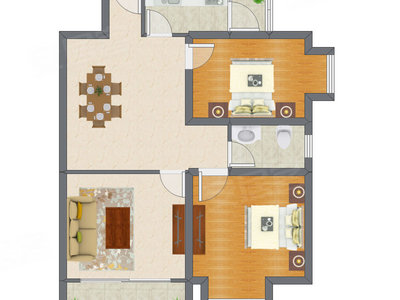 2室2厅 94.03平米户型图