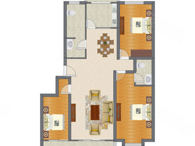3室2厅 178.31平米户型图