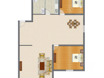 2室2厅 86.15平米户型图