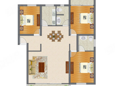 3室2厅 126.57平米
