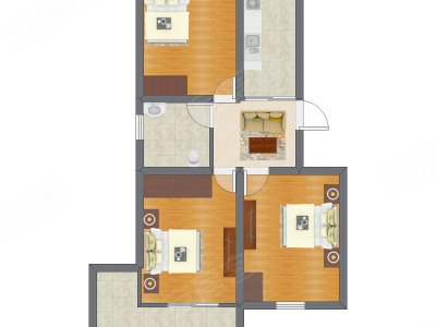 2室2厅 57.14平米