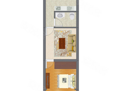 1室1厅 42.75平米户型图
