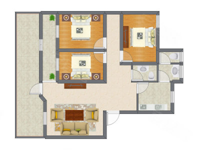 3室2厅 97.60平米