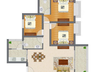 3室2厅 87.51平米户型图