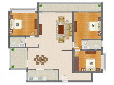 3室2厅 172.00平米户型图