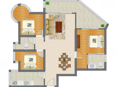 3室2厅 113.72平米户型图
