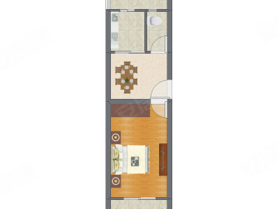 1室1厅 39.95平米户型图
