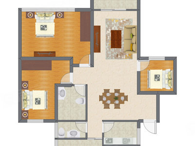 3室2厅 98.50平米