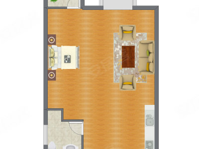 1室1厅 56.57平米户型图