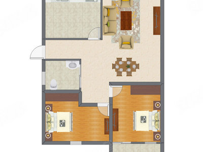 2室2厅 80.58平米户型图