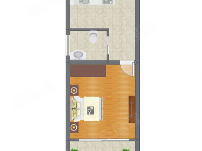 1室0厅 33.78平米