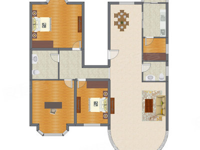 3室2厅 199.91平米