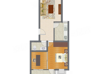 1室1厅 77.22平米户型图