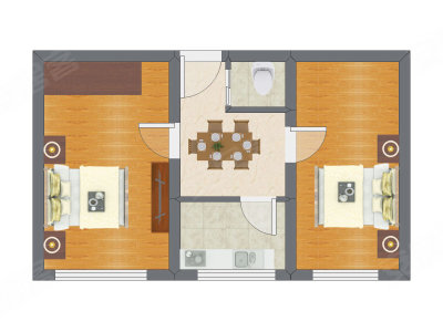 2室1厅 48.25平米户型图
