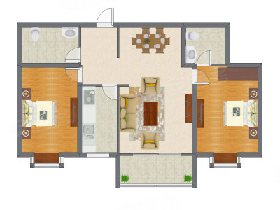 2室2厅 112.80平米户型图