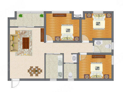 3室2厅 80.55平米