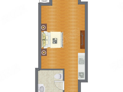 1室0厅 51.32平米户型图
