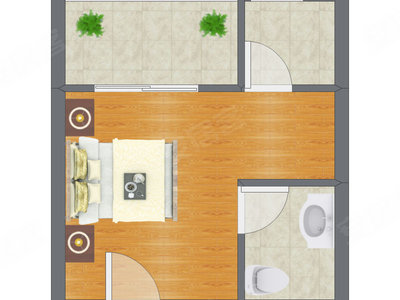 1室0厅 40.85平米户型图