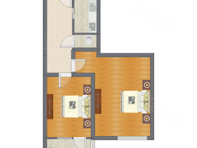 2室1厅 60.73平米