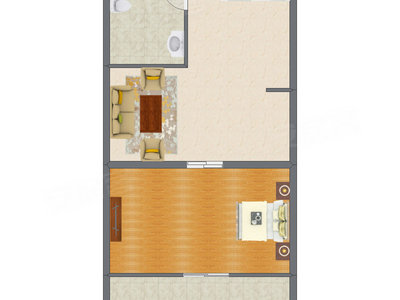 1室1厅 70.58平米户型图