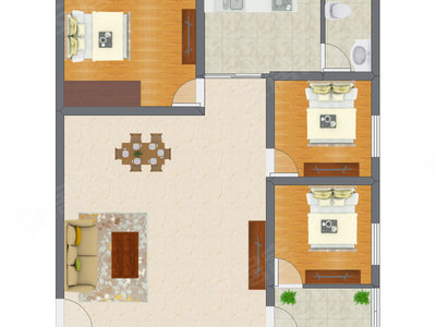 3室1厅 83.00平米