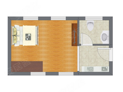 1室0厅 23.67平米户型图