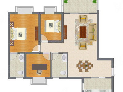 3室2厅 92.00平米