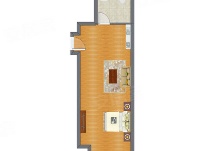 1室0厅 66.29平米户型图