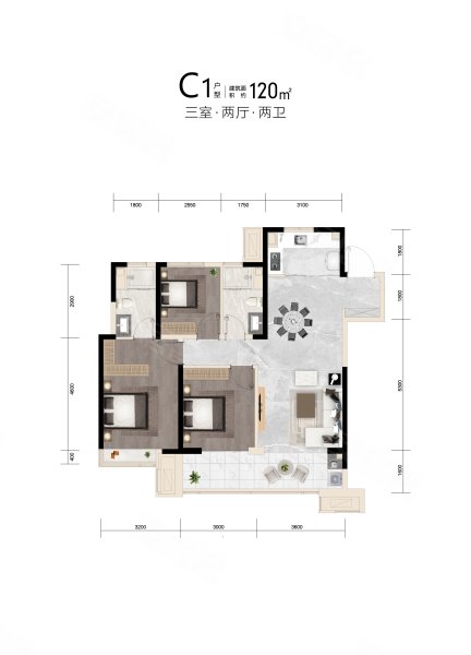 汀香郡(新房)3室2厅2卫120㎡南137万