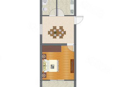 1室1厅 60.37平米户型图