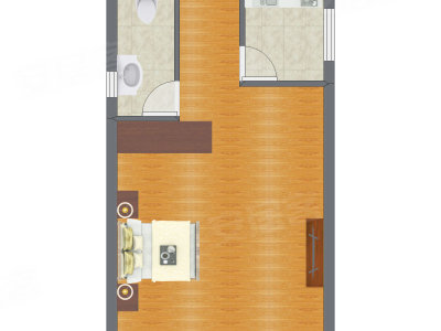 1室0厅 37.13平米户型图
