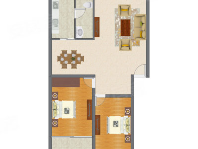 2室2厅 105.95平米户型图